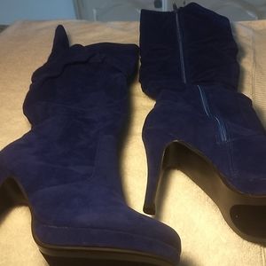 Royal blue suede boots sz 10